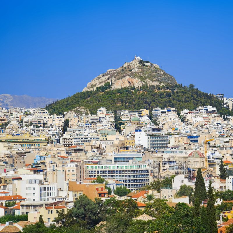 Lycabettus Hill rising above Athens