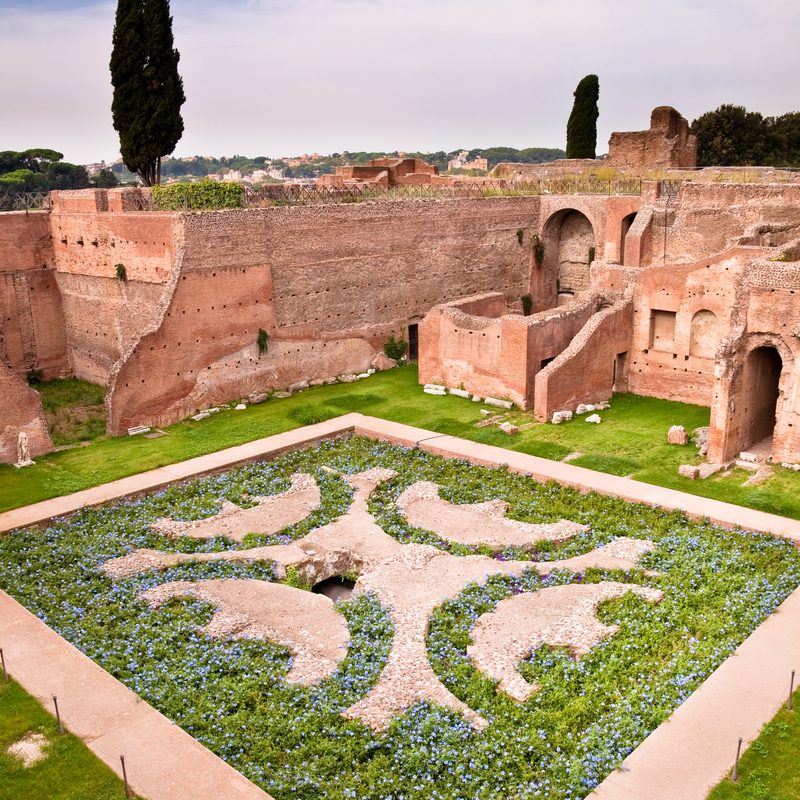 The sunken garden fountain of the Domus Augustana on the Palatine Hill, Rome